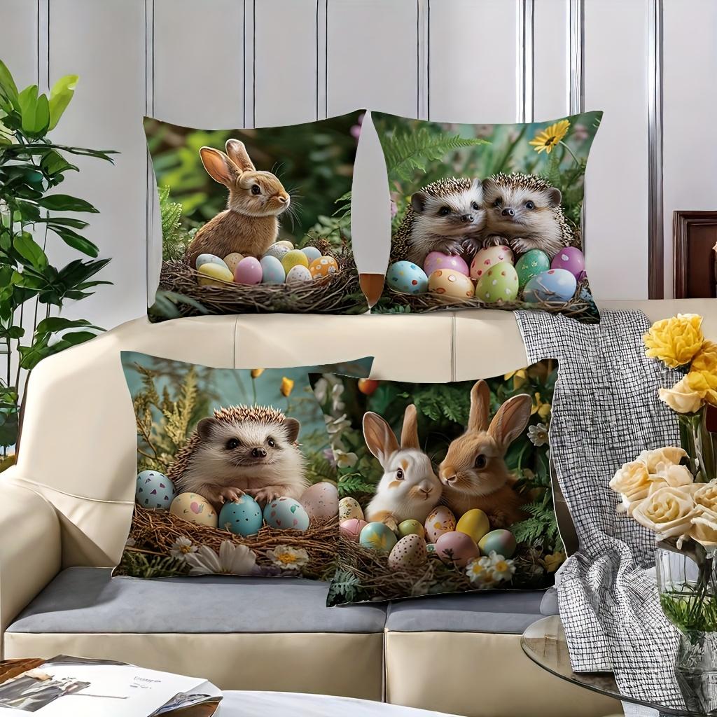 4-Piece Modern Easter Pillowcase Set – Woven Fabric With Zipper Closure