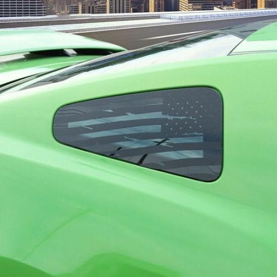 Rear Quarter Window Flag Sticker Trim Decal For Ford Mustang 2008-2014 Black