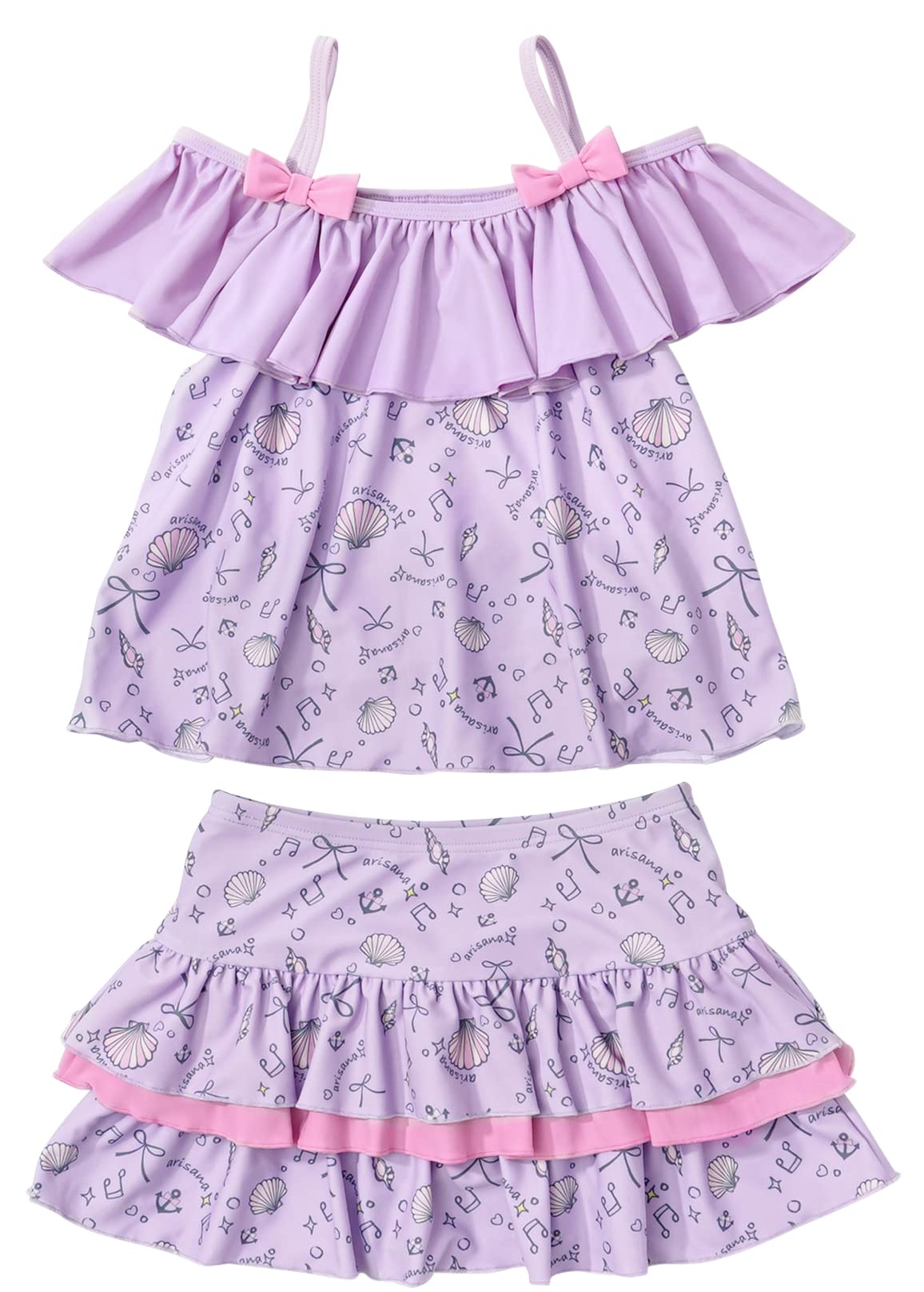 

Купальник для Seashell Seashell 130см [Arisana] Детский, Для девочек, Раздельный, Детский купальник, Узор, Рюши, Лавандовый,