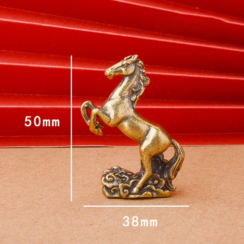 Vintage Měděný Zvěrokruh Kůň Malá Soška Feng Shui Ozdoby Mosazné Šťastné Zvíře Miniatury Figurky Stolní Dekorace Řemesla