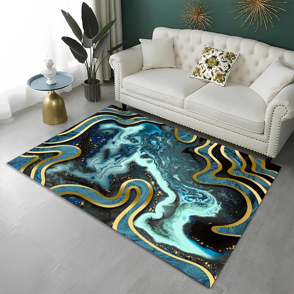 3D Colour Splendid Gold Nordic Marble Carpet Rug for Home Living Room Bedroom Sofa Doormat Decor,kid Area Rug Non-slip Floor Mat