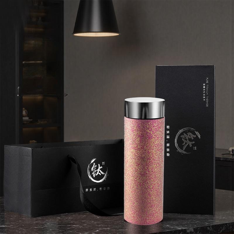Simple Pure Titanium Vacuum Flasks with High Aesthetic Value Portable Business 450ml Water Bottle for Student Offices Drinkware