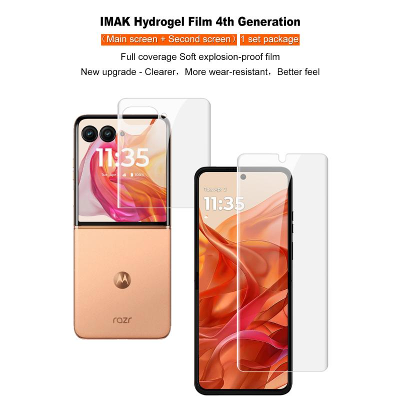 For Moto Razr 50 Ultra / Moto Razr+ 2024 Glass IMAK Hydrogel Film 4th Generation Main Screen + Second Screen 1 Set Package