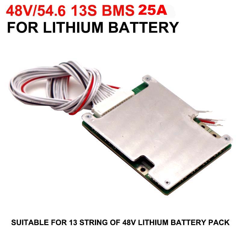 48v 54.6v 13 Serili BMS 25A Deşarj Dengeleme IC Koruma Kartı PCB Kendin Yap 3.7v 18650 21700 26650 13s Lityum Pil Paketi