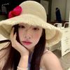 Breathable Woman's Straw Hat Elegant Lace Brim Sunshade Cap Casual Big Bowknot Sun Hat  Girls