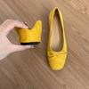 Yellow Single Shoes Women's 2025 New Summer Soft-soled French Evening Bow Flat-bottomed Super Fire Ballet Shoes