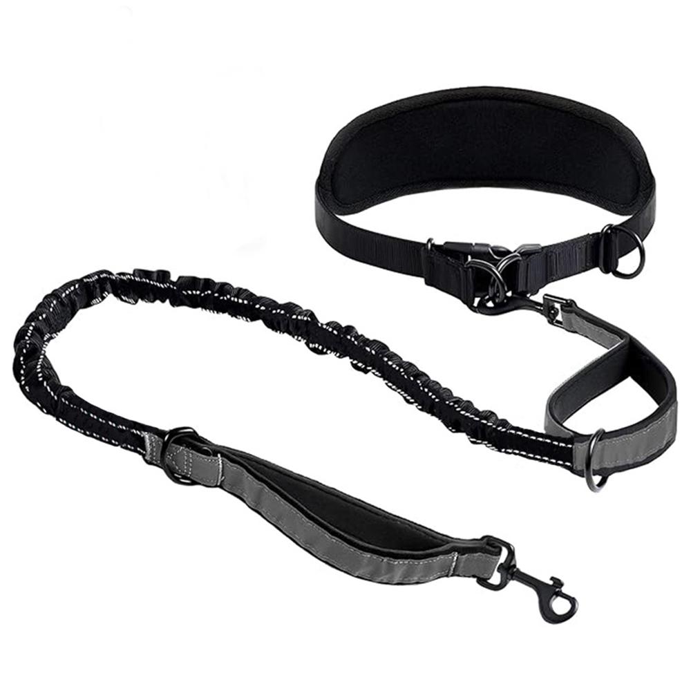 

Hands Free Dog Leash Dog Waist Leash With Lumbar Support Belt Multifunctional Extendable Dog Leash Reflective Bungee Leash Black One Size чёрный