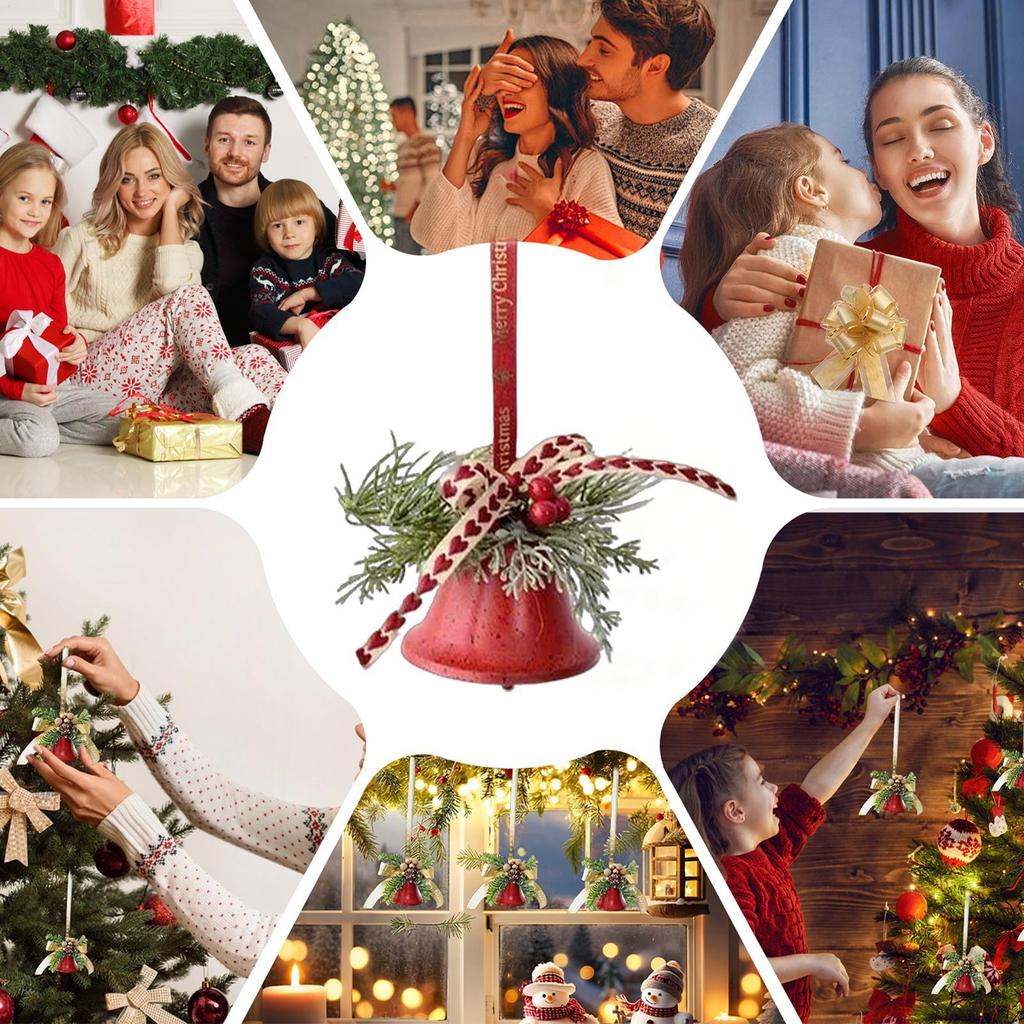 Christmas Bell Ornaments Festive Ornament With Bow And Pine Needles Christmas Party Bells For Party Gathering Porch Winter
