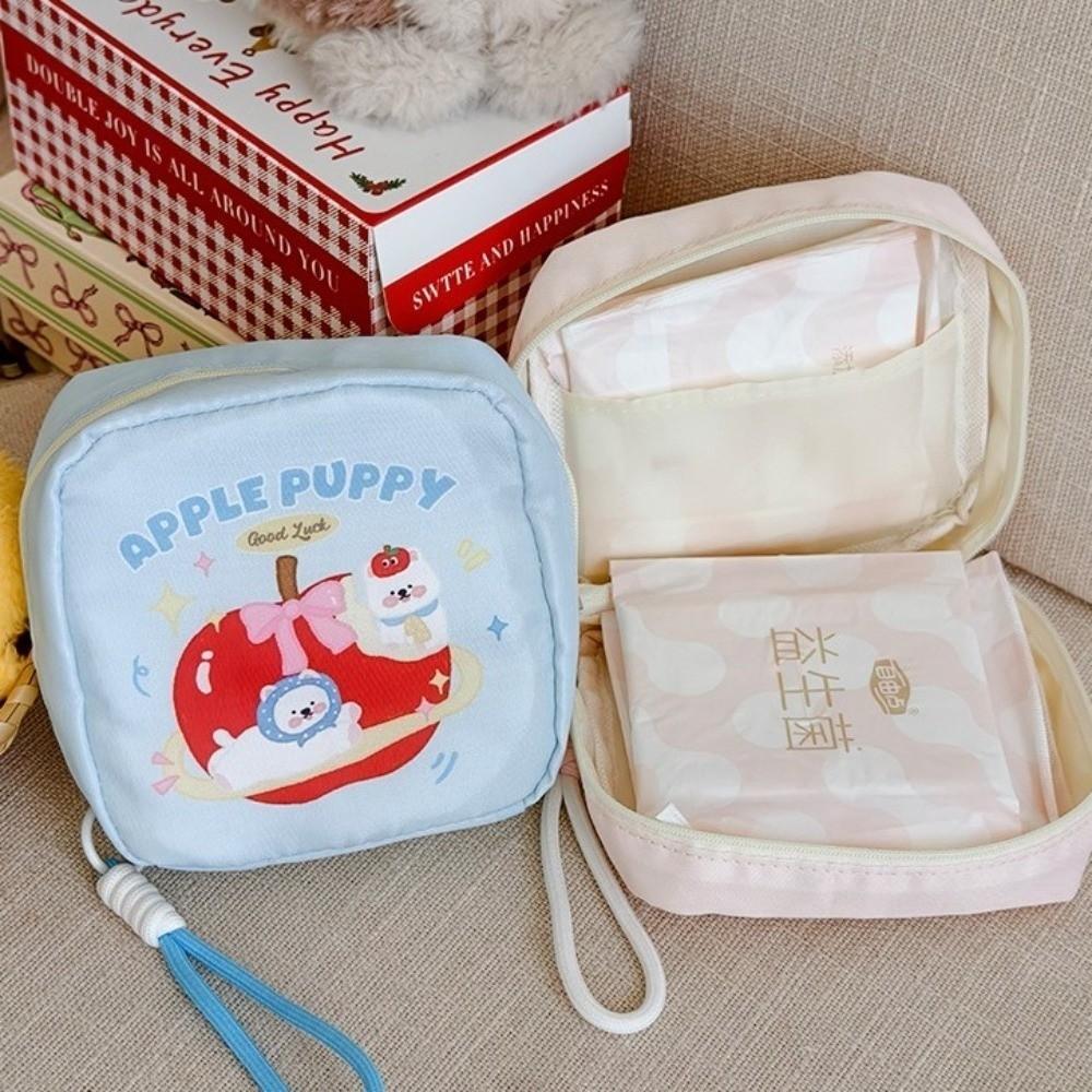 Large Capacity Coin Purse Multifunctional Portable Sanitary Napkins Storage Bag with Zipper with Handle Cosmetic Bag