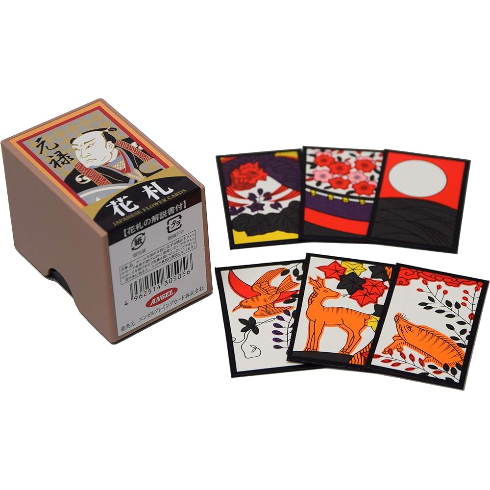 Genroku Hanafuda Cards, Authentic Backed, Hachi-Hachi, Koi-Koi, Oicho-Kabu, 48 Cards, Plastic Case, Made in Japan, Angel Playing Cards, HAGE