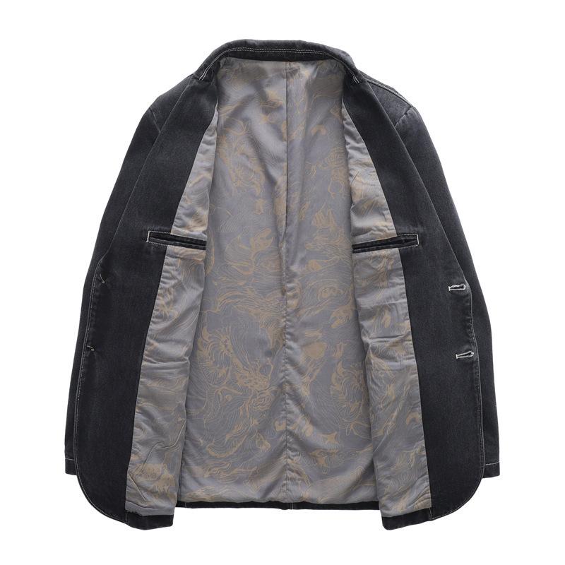 Podzimní pánský retro džínový oblek ležérní šaty v malém obleku Single Western Jacket