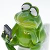 Toilet Frog Figurine Watching Phone Cartoon Frog Statue Resin Sculpture Indoor Outdoor Decoration Ornament