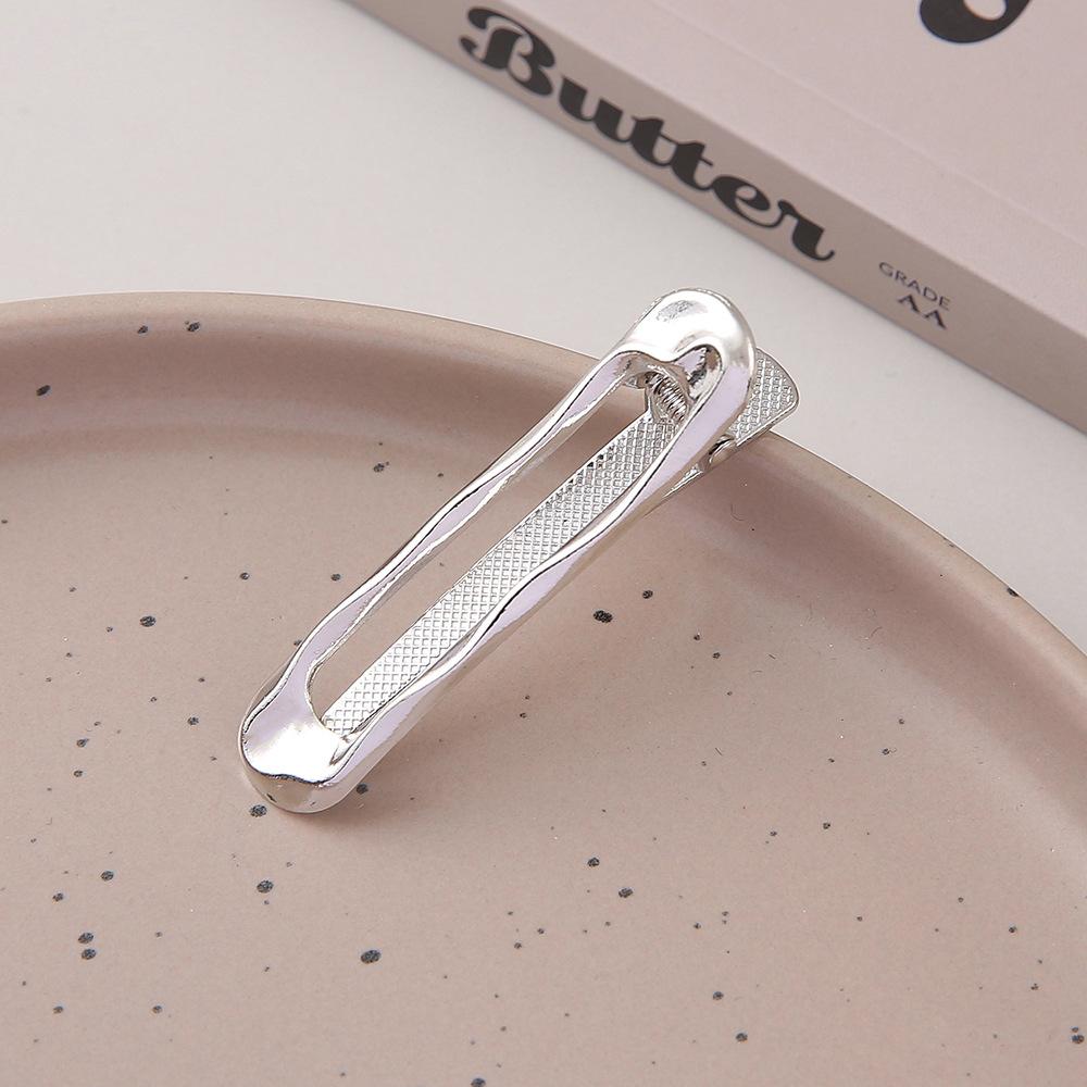 3pcs Metal Cutout Hair Clip Duck Beak Clip Square Clip Pearl Clip Diy Hair Accessories