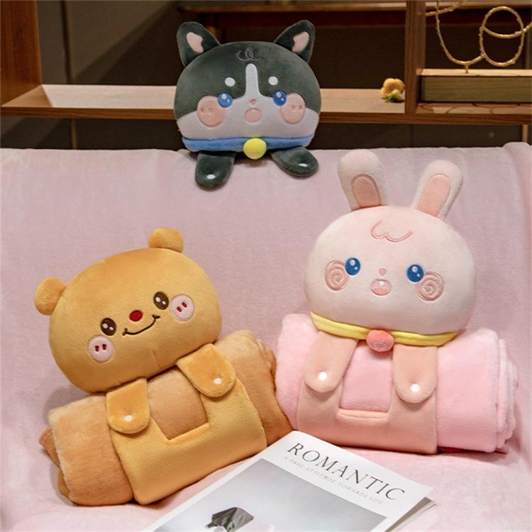 3D Cartoon Capybara Foldable Blanket Pillow for Office Nap and Air Conditioning