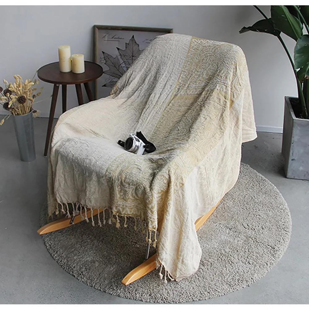 Bohemian Chenille Plaids Blanket Colorful Sofa Decorative Throws On Sofa/Bed Large Cobertor Blanket With Tassel
