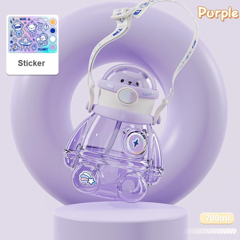 700ml Cute Kids Water Bottles With Straw For Girls Children's Large Capacity Kawaii Cartoon Student School Travel Water Cup