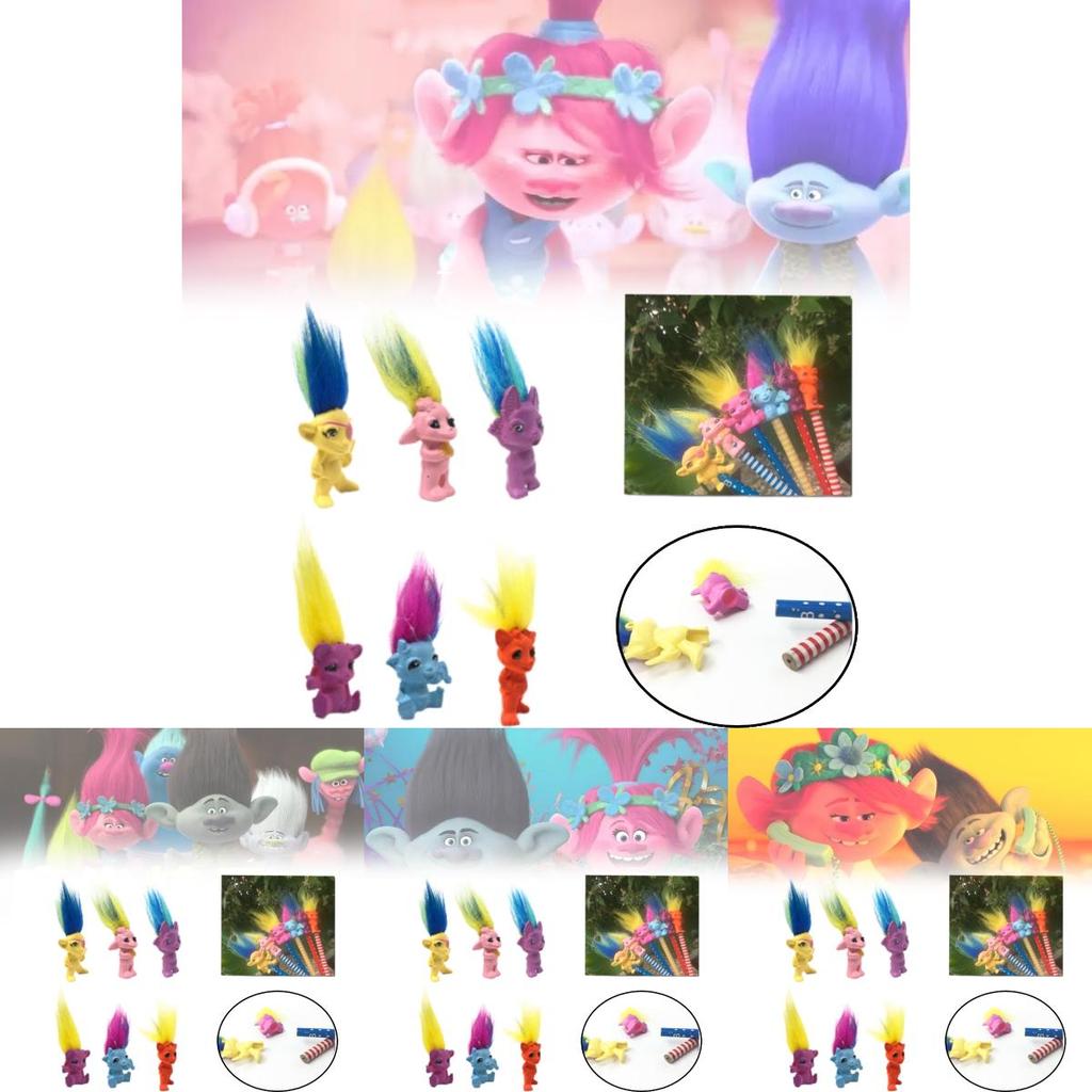 Boneca Troll de Plástico Adorável de Desenho Animado Com Cabelos Coloridos Brinquedo Colecionável Vintage
