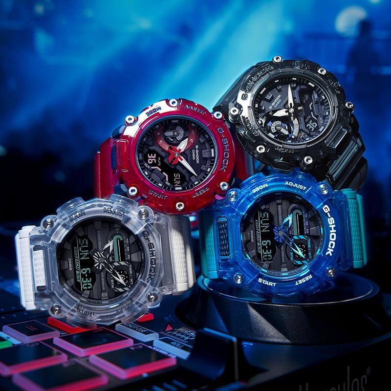 Casio G-SHOCK SOUND WAVE Series Translucent Waterproof Quartz Movement Resin Strap Japanese and Korean Watch Men's Watch Black Dial GA-2200SKL-4APR