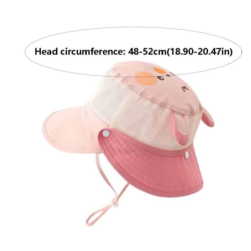 Quick-dry Cartoon Animal Bucket Hat Mesh Letter Embroidery Summer Kid Sunhat Detachable Shading Hat Children's Fisherman Hat Boy