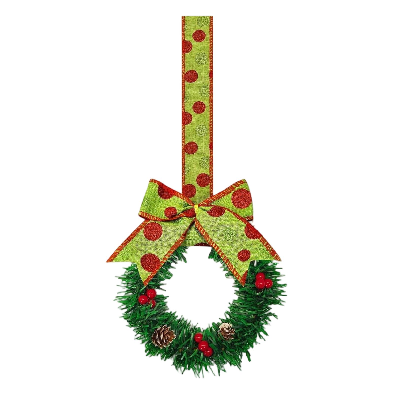 

6 In Christmas Cabinet Wreaths For Kitchen With Ribbon Bows Red Berry Small Window Wreath For Window Door Christmas Party Decorations One Size зелёный