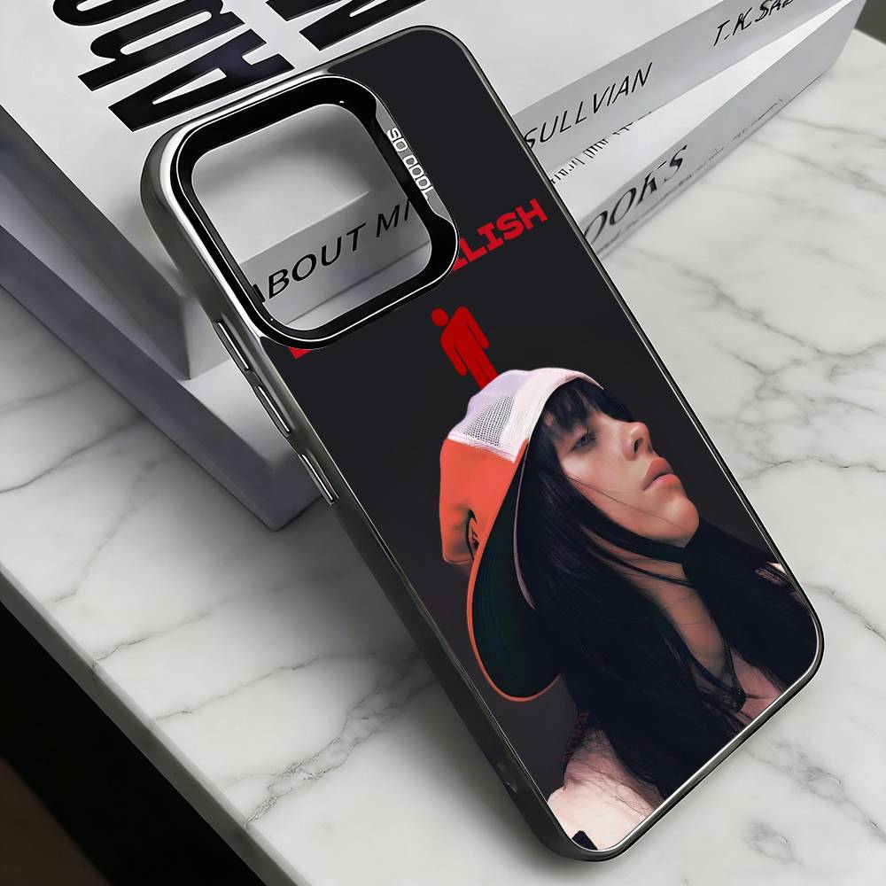 

B-Billie Eilish Phone Case For iPhone 17,16,15,14,13,12,11 Plus,Pro Max,XS,Colored Silver Plated Inside Cover iPhone16se4