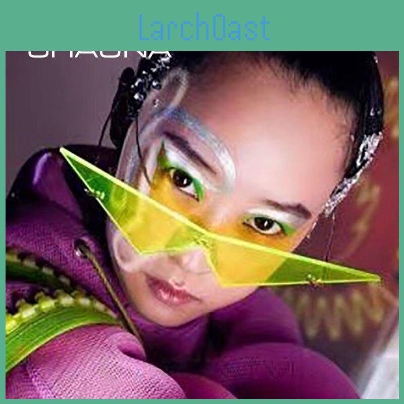 Oversized Shauna Cat Triangle Women Eye Sunglasses Ins Poplar Rimless Onepiece Clear Ocean Lens Tinted Sun Glasses Uv400