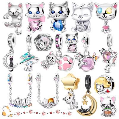 Cat Series Pendant Copper Charms Bead Fit 3Mm Original Bangle Bracelet Necklace For Women Luxury Diy Jewelry Gift