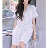 Fashion High-End Wavy Lace Short-Sleeved Shirt Summer Nightdress Women'S Sweet Wind Loungewear Can Be Worn Outside