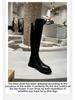 2024 Fall/Winter Women's Real Leather Elastic Knight Boots - Thick-Soled, Small-Sized, Knee-High