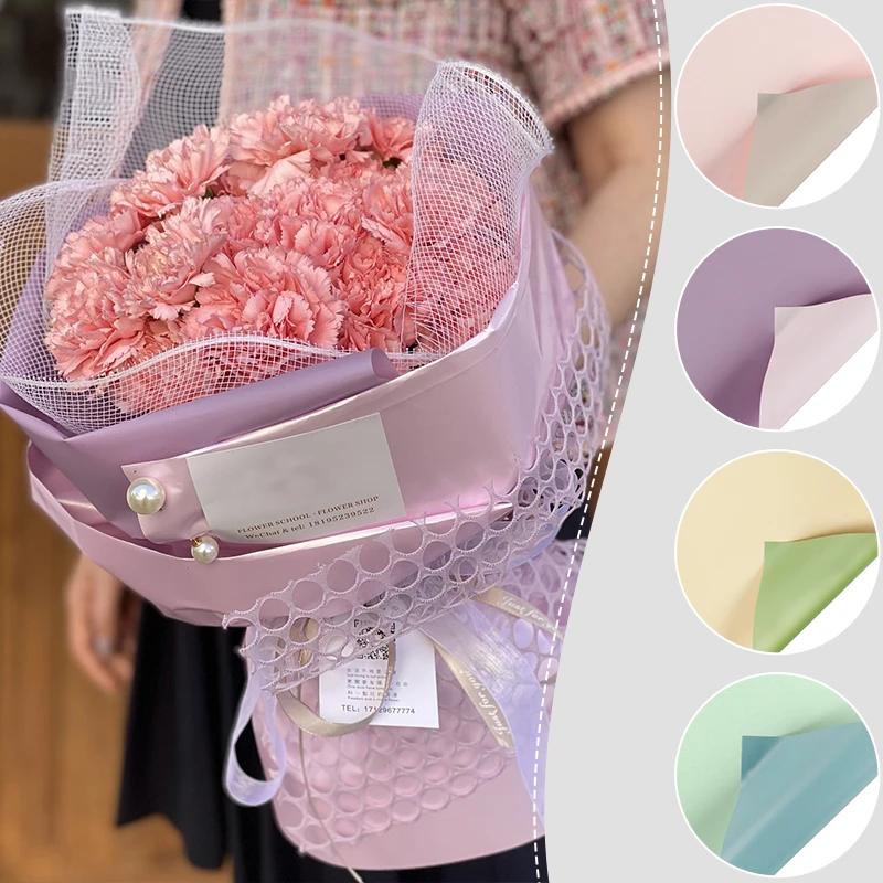 5pcs Colorful Two-sided Flower Wrapping Paper Gift Packaging Paper Birthday Party Supply Waterproof Paper Roll Party Decoration