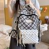 Mochila Coreana Girly Dulce Linda Moda Cuadros Puntos Kawaii Daypack Estudiantes Adolescentes Mochilas Escolares Grande Casual Mochila de Viaje