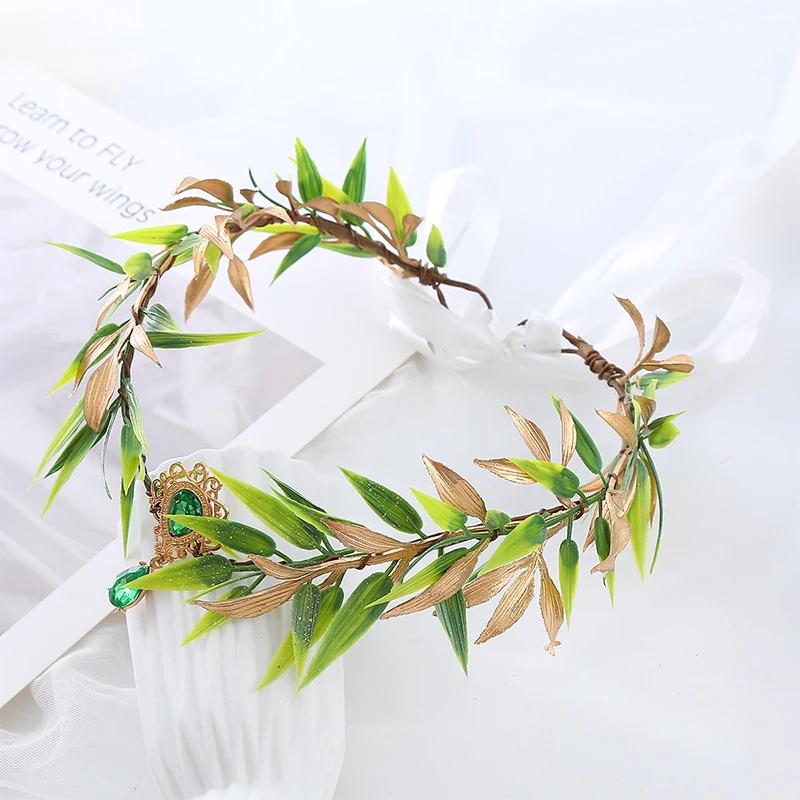 

Fairy Leaf Tiara Leafy Elven Headband Forest Garland Headpiece Golden Princess Hair Jewelry For Party Wedding Cosplay