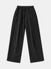 IKALOOK Wide Ribbed Fleece Brushed Elastic Pants Dpt104