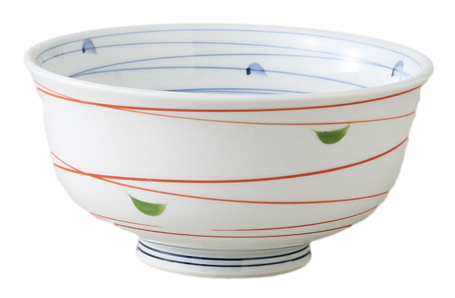 

Hasami Ware Lightweight Rice Bowl with Random Line 16cm Microwave and Dishwasher Made in Product Number 41739 Pattern, Diameter, Safe, Japan,