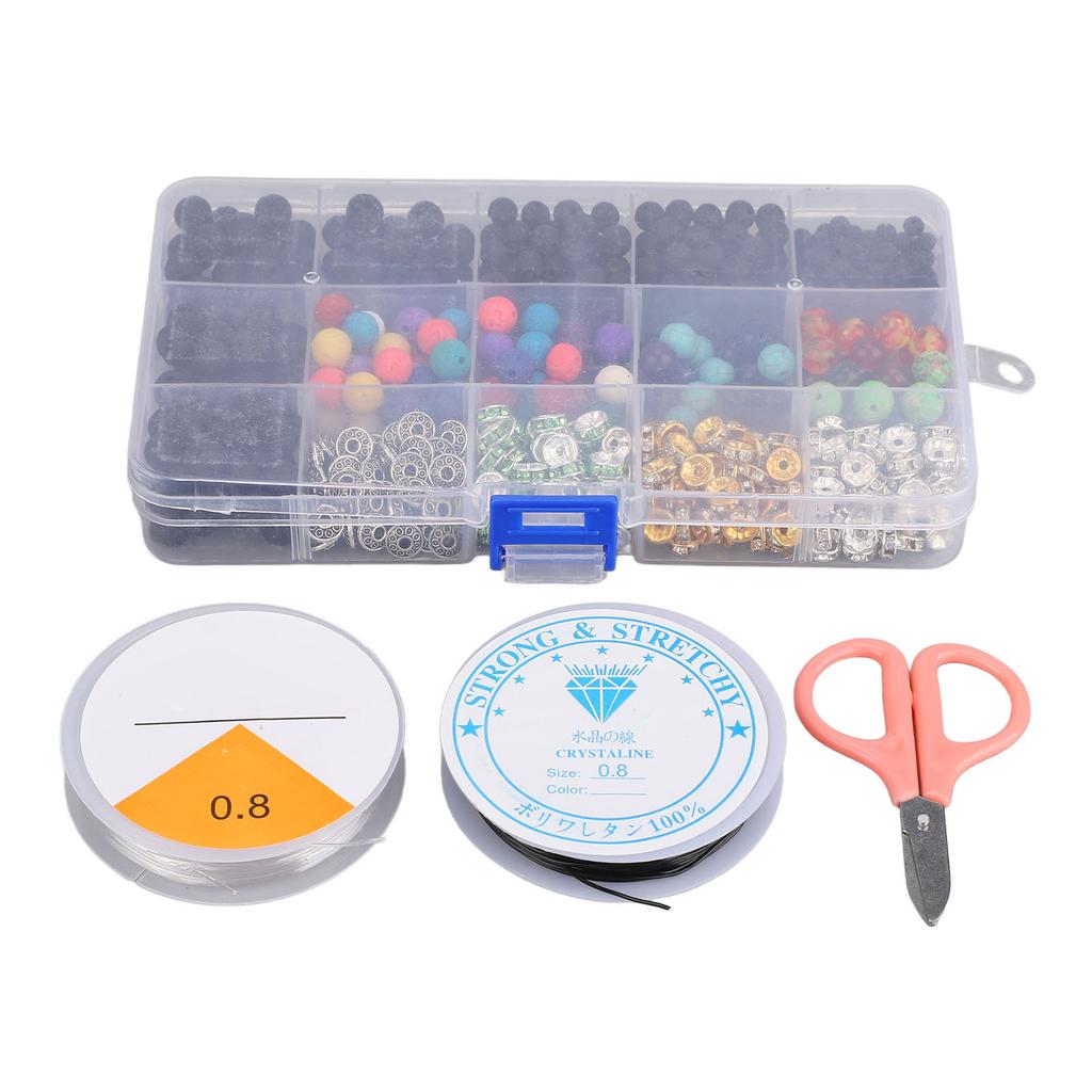 Korálky z lávového kamene DIY Ručně vyráběná sada barevných lávových korálků pro výrobu šperků, výrobu náramků