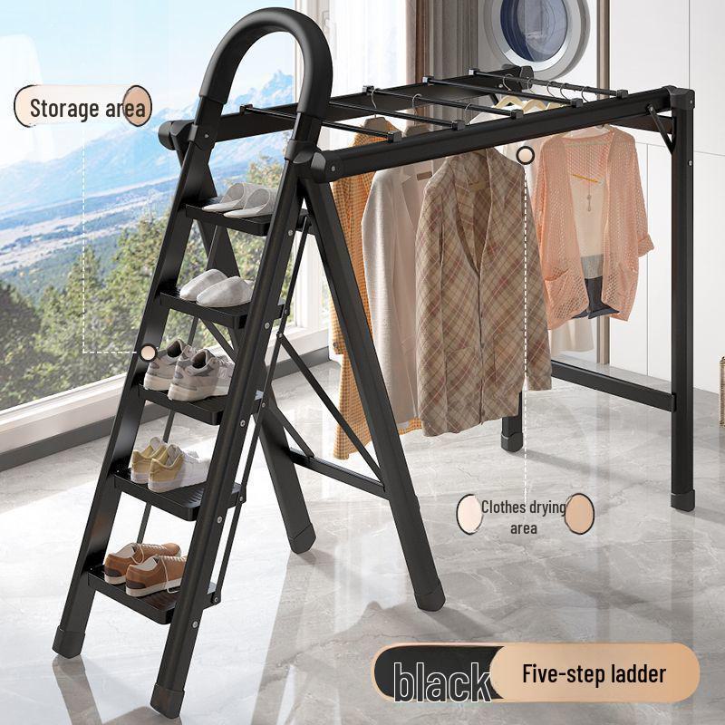Multifunctional Folding Carbon Steel Ladder and Clothes Drying Rack