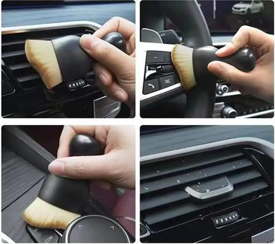 Brosse de nettoyage d'intérieur de voiture, sortie d'air de climatiseur, brosses de nettoyage en fourrure douce avec coques, outils de brosse de nettoyage de détail pour l'élimination de la poussière des crevasses