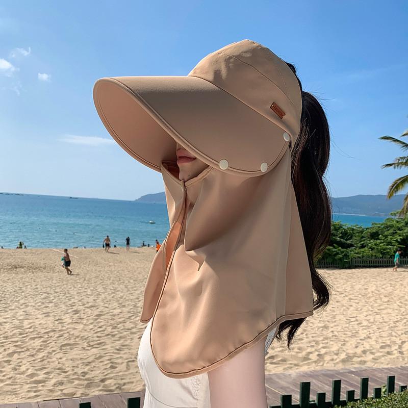 Sun Protection Sun Hat For Women With Removable Shoulder Cover Summer Uv Shield For Outdoor Activities