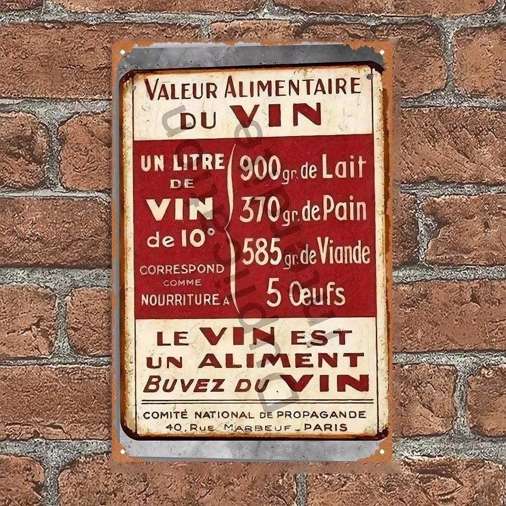France Wine Metal Wall Sign 20x30cm Home Bar Cellar Decor