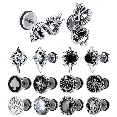 1 Paar Neuer Stil Gotische Kurzhantel Ohrstecker für Männer/Frauen Edelstahl Punk Piercing Schmuck