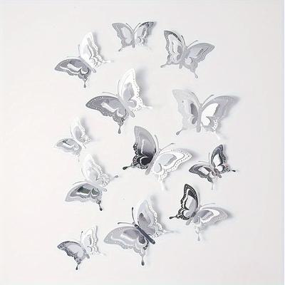 12 Pieces 3D Geometric Butterfly Wall Stickers Modern Design, Self Adhesive, Reusable, Great for Home Decor, Party Backdrops, Bathroom Walls