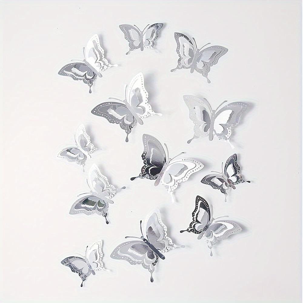 12 Pieces 3D Geometric Butterfly Wall Stickers Modern Design, Self Adhesive, Reusable, Great for Home Decor, Party Backdrops, Bathroom Walls