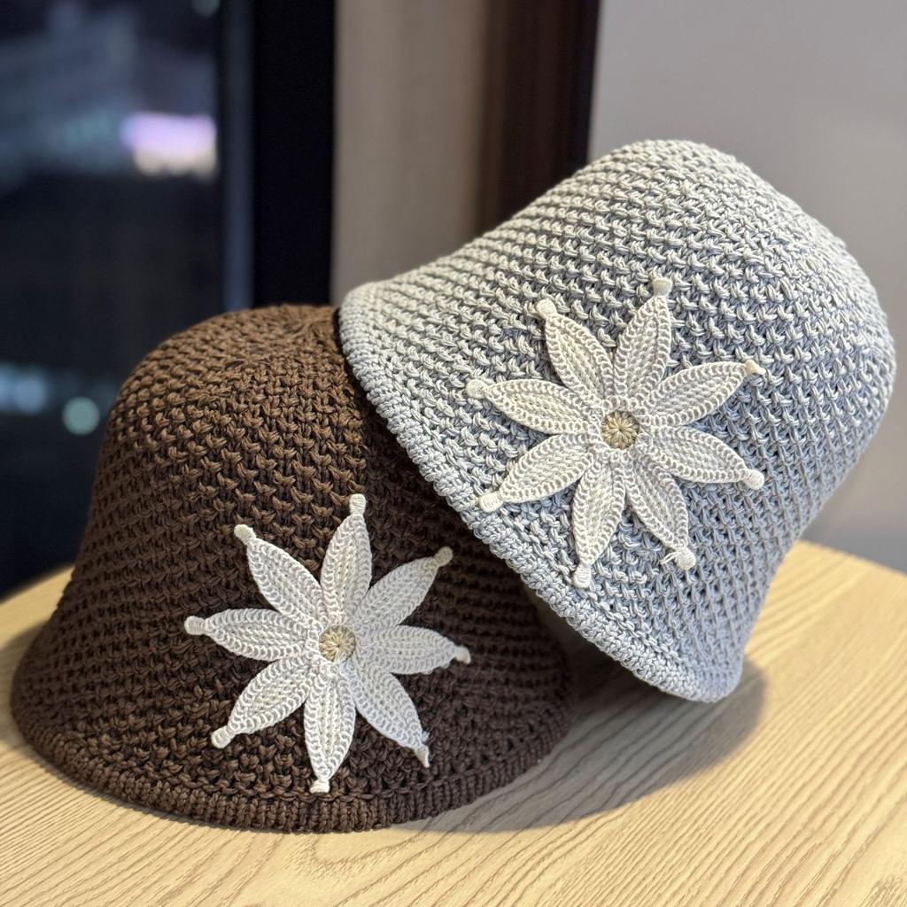 New Japanese-style cute handmade floral fisherman hat for women, sweet and fashionable bucket hat for spring and summer, sun protection and UV