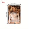 Mfoever Tin Sign Gorgeous Busty Blonde Model In White Off Shoulder Ribbed Bodycon Mini Dress Posing Vintage Metal Tin Sign Retro Iron Painting W