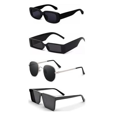 Sheomy Unisex Combo pakkumine 4-värviliste prillidega ruudukujulised päikeseprillid Ristkülik Retro Vintage Kitsad Naised::Meeste väikesed kitsad ruudukujulised päikeseprillid