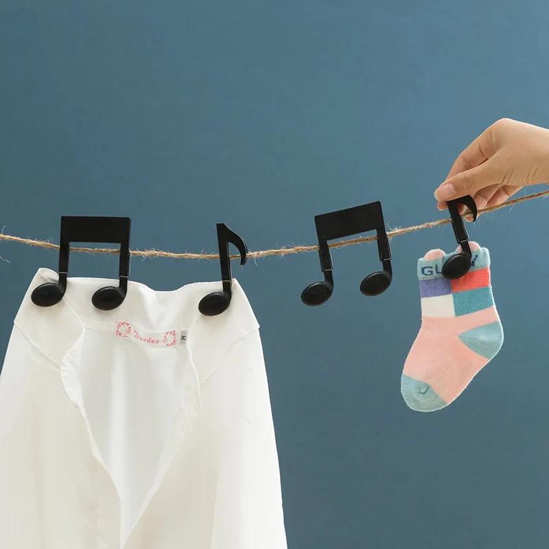 2Pcs Black Music Note Shaped Sealing Clip Coffee and Tea Leaf Pack Moisture-proof Fresh-keeping Clip Anti-slip Dry Clothes Pegs