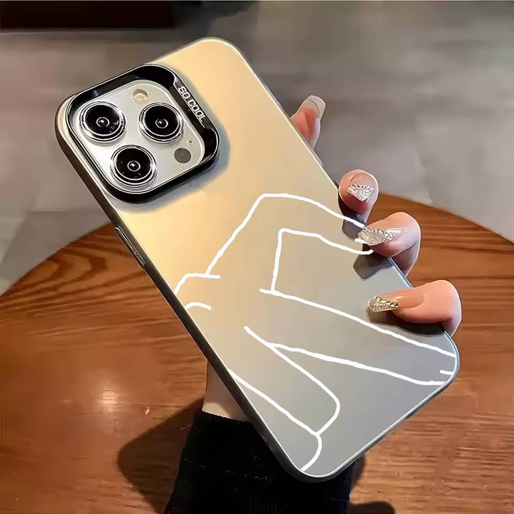 C-couple lockscreen Phone Case For iPhone 17,16,15,14,13,12,11,Pro Max,Plus Candy Silver Cover