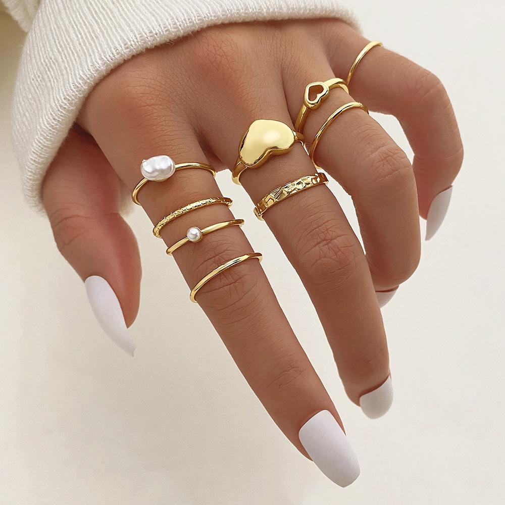 Cross Leaf Ring, Pearl Sun Moon Ring Set For Women