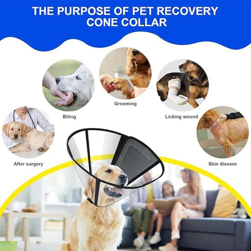 Adjustable Dog Cone Collar Post Surgical Care Soft Plastic AntiChew Licking Neck Guard For Large Breeds Wound Healing