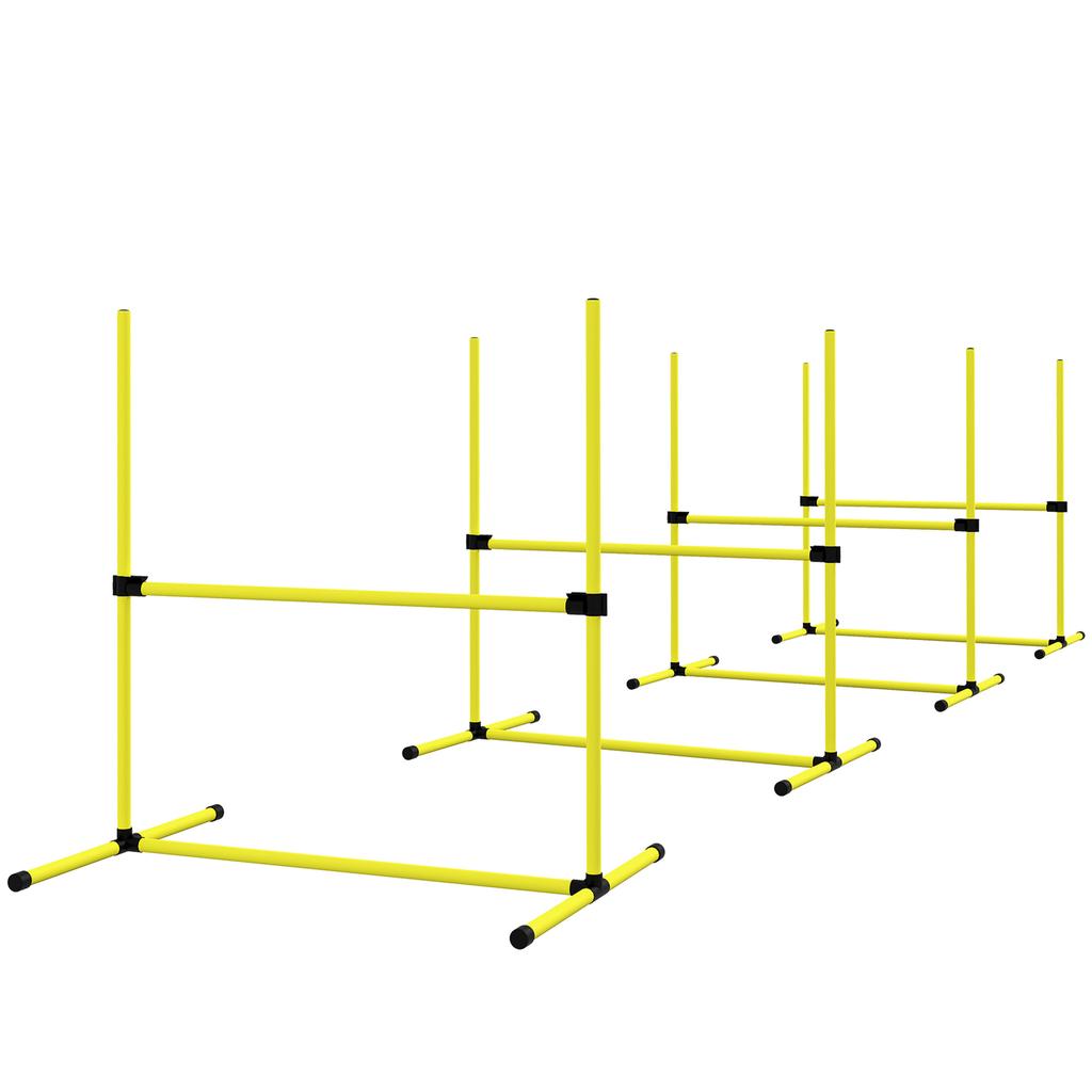 4 Pieces Dog Agility Training Equipment, Adjustable Height Jumps Hurdle with Carrying Bag for Outdoor, Yellow